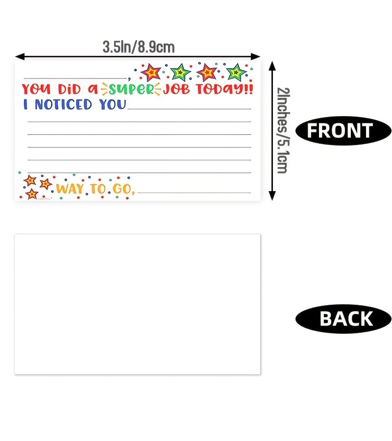 50 Teacher Note Cards for Parents Positive Behavior Encouragement Star Designs - Image 3