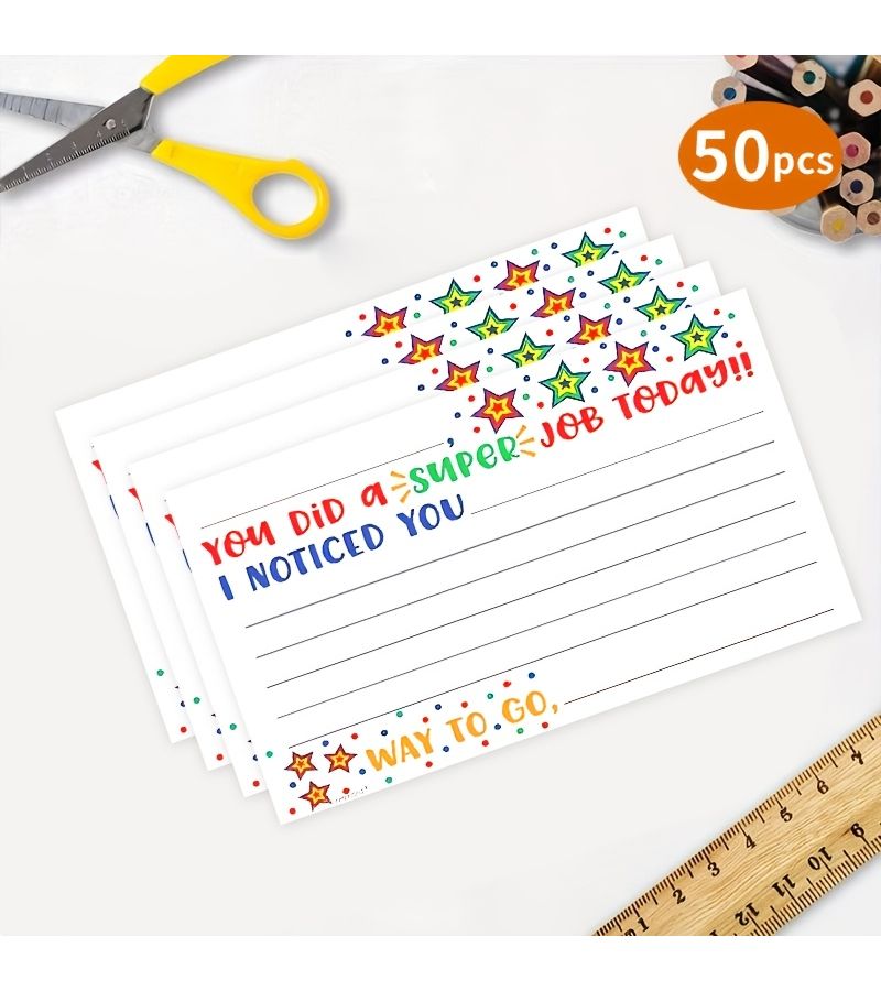 50 Teacher Note Cards for Parents Positive Behavior Encouragement Star Designs - Image 2
