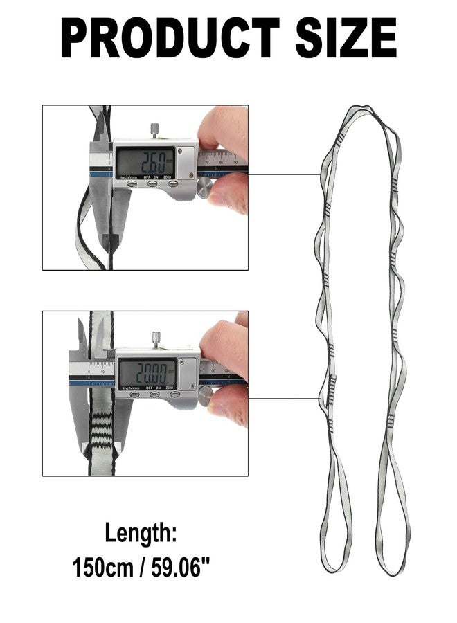 باتيكيل حزام يوغا باتيكيل قابل للتعديل بطول 1.5 متر، مصنوع من النايلون، مناسب للتمارين الرياضية المنزلية والبيلاتس والجمباز، لون رمادي. - Image 2