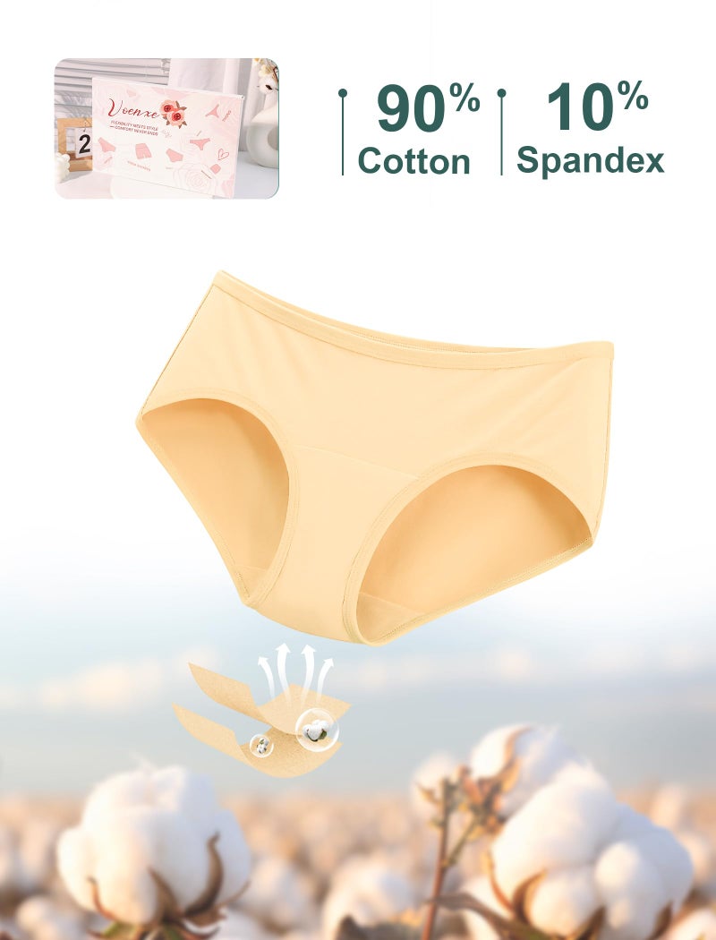 voenxe Cotton Underwear Women Hipster Brief Panties,Breathable Women's Full Coverage Bikini,Soft Workout Ladies Undies,5 Pack Basics - Image 4