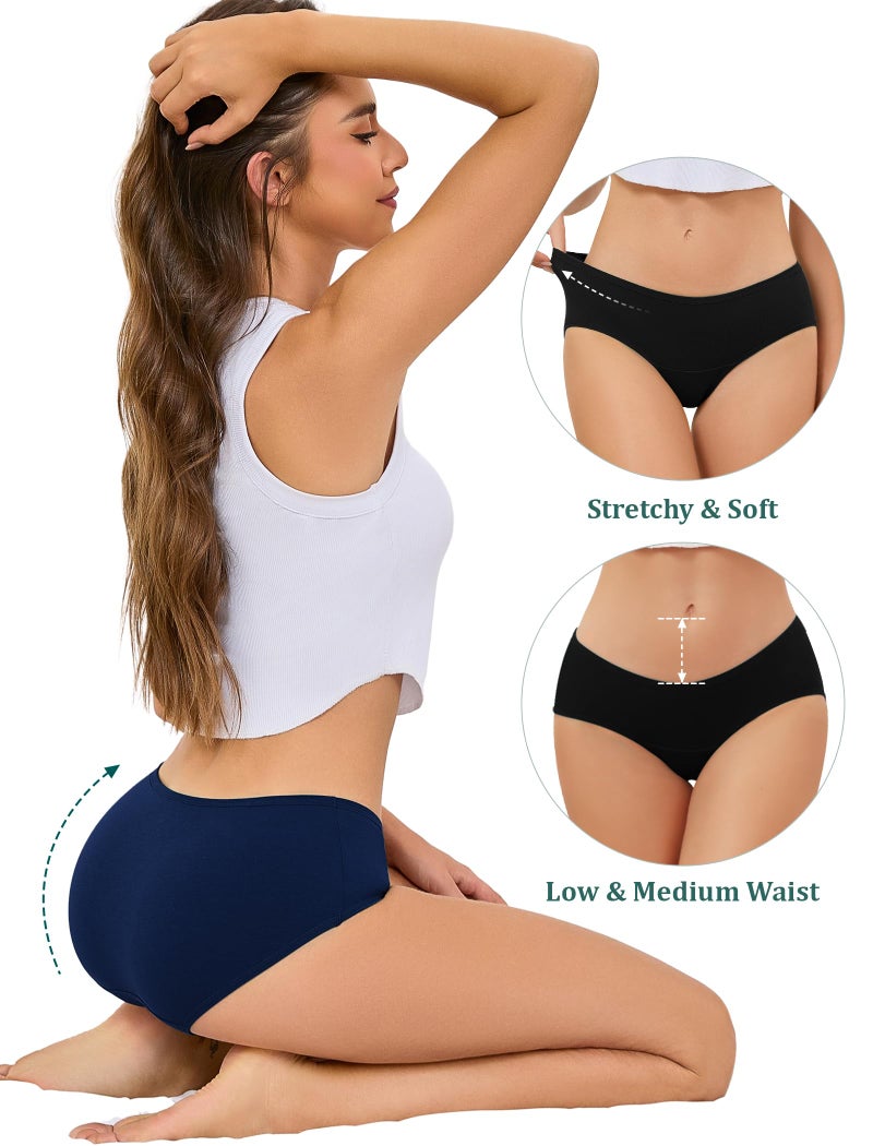voenxe Cotton Underwear Women Hipster Brief Panties,Breathable Women's Full Coverage Bikini,Soft Workout Ladies Undies,5 Pack Basics - Image 5
