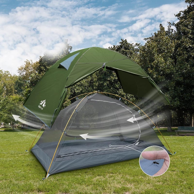 Night Cat 2-Person Waterproof Lightweight Backpacking Tent with Aluminum Poles and Rainfly - Image 2