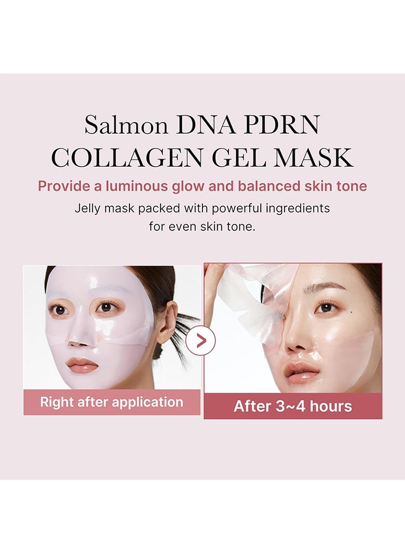 Color-Changing Jelly Mask Set For Uneven Skin Tone & Radiant Glow: Salmon DNA PDRN pink collagen jelly gel mask (4ea) and Kojic Acid Turmeric Brightening Gold Jelly Gel Mask (4ea) - Image 2