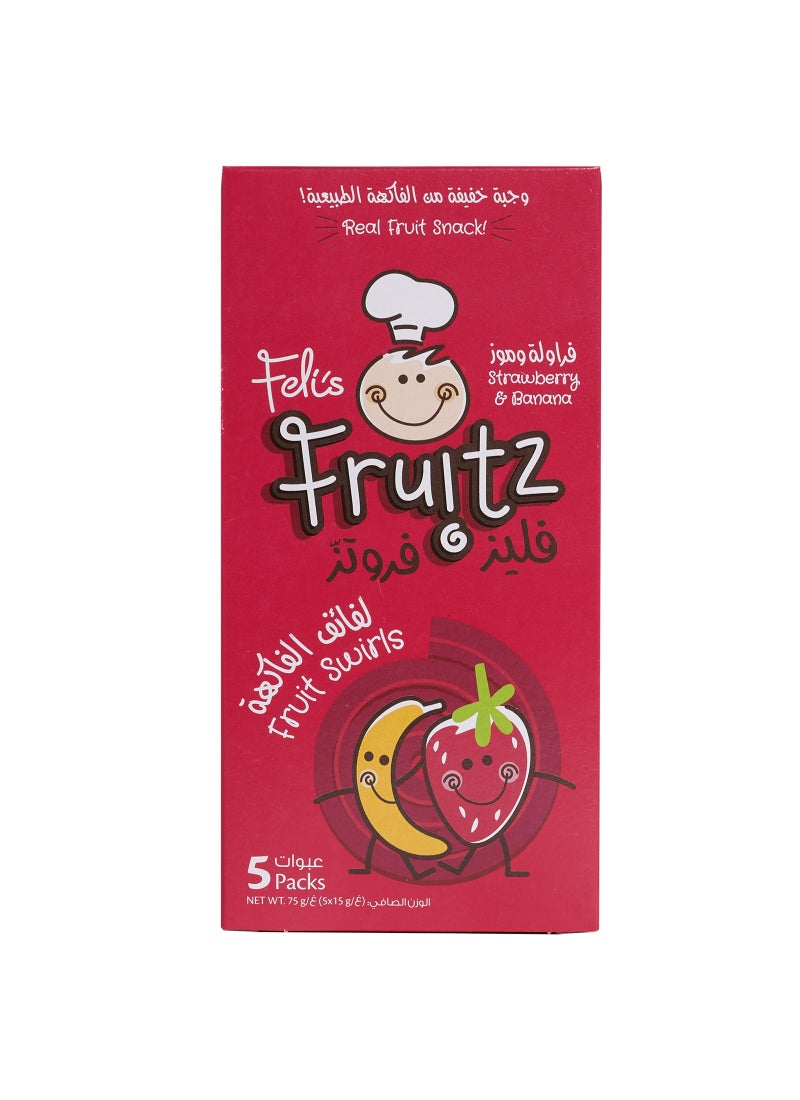 Feli's Fruitz Strawberry & Banana Fruit Swirls 5 x15g - Image 1