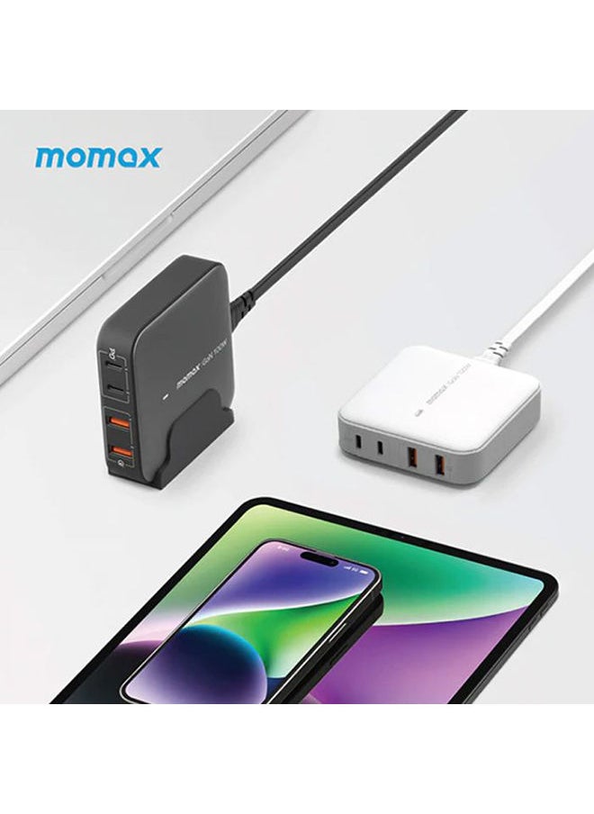 موماكس - شاحن مكتبي موماكس بتقنية GaN بمنفذين USB-C ومنفذين USB بقوة 100 واط - أسود - Image 1