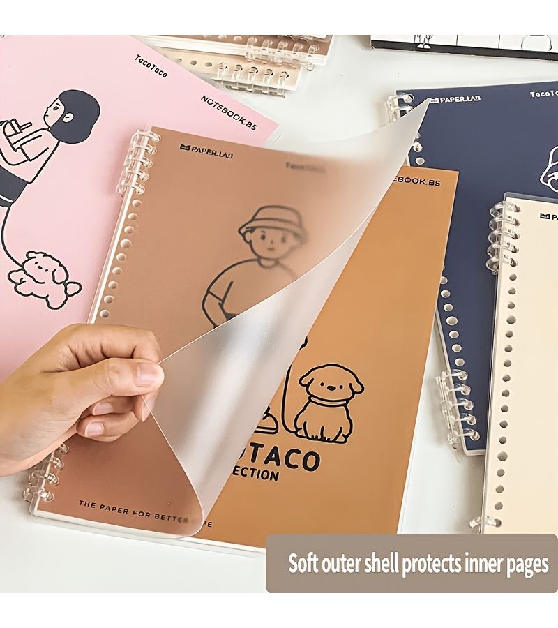 دفتر ذو غلاف ناعم بحجم B5 وصفحات زرقاء قابلة للفصل وإعادة التعبئة، مناسب للمدرسة والمكتب واليوميات - Image 4