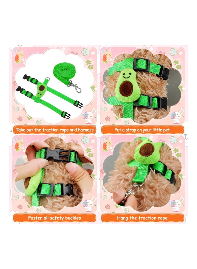 SYOSI Bunny Rabbit Harness 4 Sets Leash Set Small Pet Cute Vest Harness Leash Ferret Harness Guinea Pig Harness Ferret Leash with Decorations for Bunny Kitten Puppy Small Pets (Fruit) - Image 4