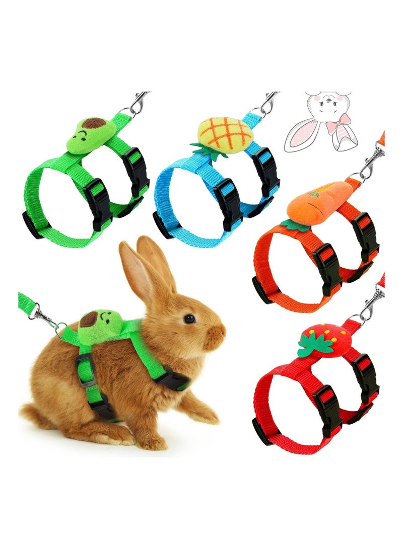 SYOSI Bunny Rabbit Harness 4 Sets Leash Set Small Pet Cute Vest Harness Leash Ferret Harness Guinea Pig Harness Ferret Leash with Decorations for Bunny Kitten Puppy Small Pets (Fruit) - Image 1