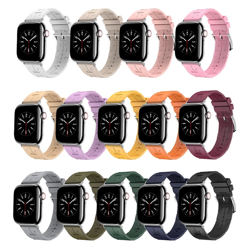 إيروريكس سوار ساعة Apple Watch Series 7 مقاس 45 مم مصنوع من السيليكون الناعم والملمس (رمادي) - Image 5