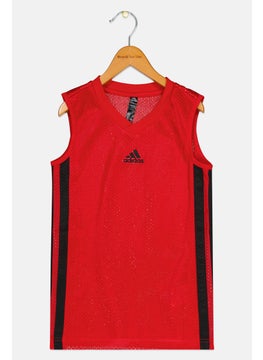 Adidas Kids Boy Embroidered Logo Basketball Vest, Red  - Image 1