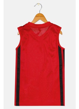 Adidas Kids Boy Embroidered Logo Basketball Vest, Red  - Image 2
