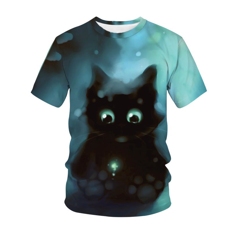 New Animal Printed 3D T-Shirt Men'S Kitten Short-Sleeved Casual New T-Shirt Men'S Wear - Image 1