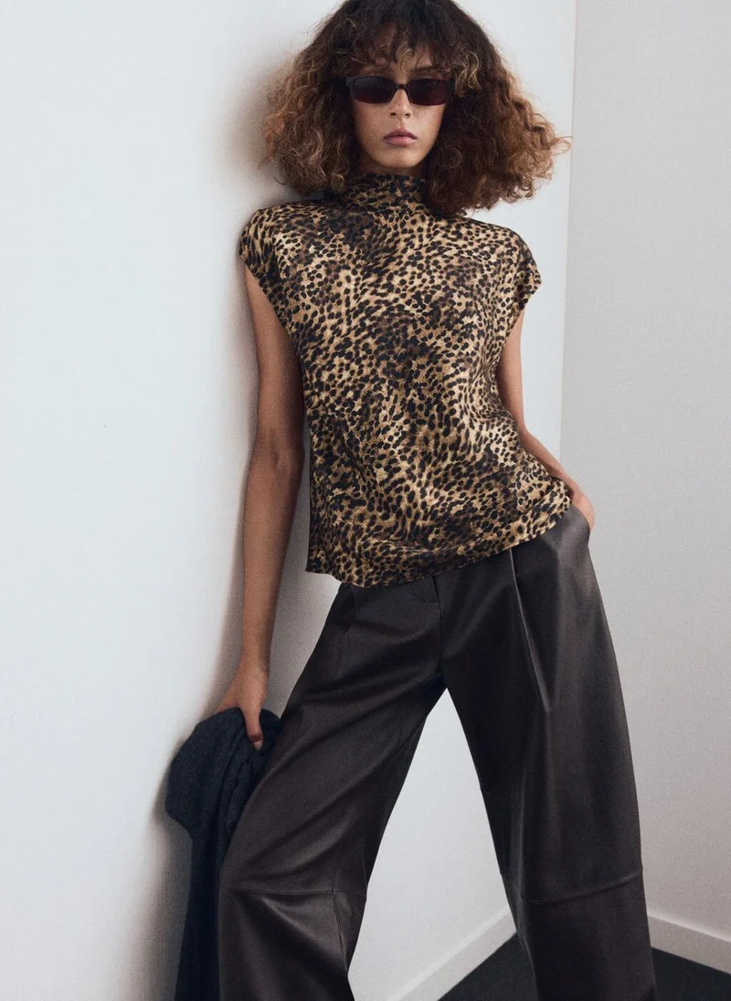 MANGO Leopard-print satin blouse