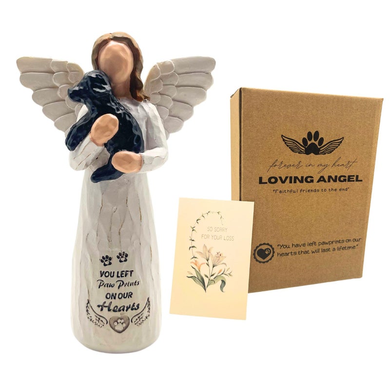 DUDULOVY Dog Memorial Gifts for Loss of Dog, Pet Memorial Gifts for Dogs, Sculpted Hand-Painted Angel Figurines â€“ Loss of Dog Sympathy Gift, Dog Bereavement Gifts, Dog Remembrance Gift (Black) - Image 1