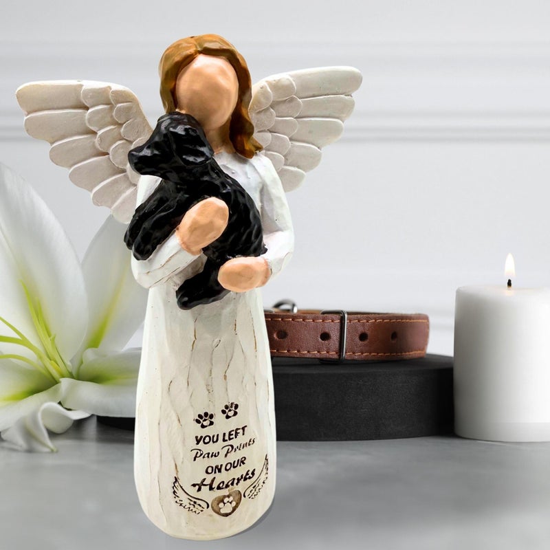 DUDULOVY Dog Memorial Gifts for Loss of Dog, Pet Memorial Gifts for Dogs, Sculpted Hand-Painted Angel Figurines â€“ Loss of Dog Sympathy Gift, Dog Bereavement Gifts, Dog Remembrance Gift (Black) - Image 3