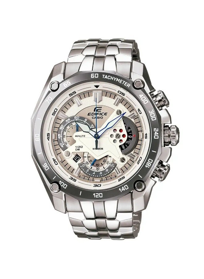CASIO Men’s Chronograph Watch – Casio Edifice EF-550D-7AV, White Dial with Stainless Steel Silver Strap - Image 1