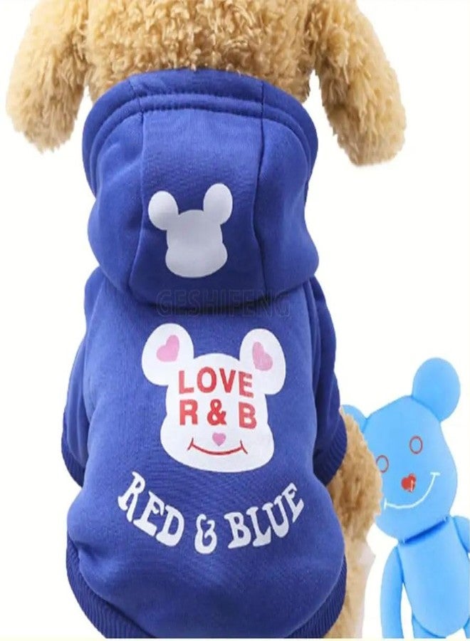Gojira Pet Dog Cat Woolen Hoodie Warm Winter Clothes Blue XL - Image 1