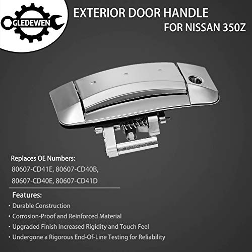 Gledewen Exterior Door Handle Driver Side Left with Key Hole | for 2003-2009 Nissan 350Z | Replaces# 80607-CD41E, 80607-CD40B, 80607-CD40E, 80607-CD41D - Image 2