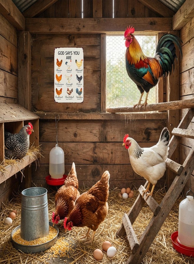 Funnysign Chicken Gifts God Says You Are Amazing Vintage Tin Sign for Chicken Coop Farm Kitchen Garden Yard Decor 8x12 inch (3912) - Image 4