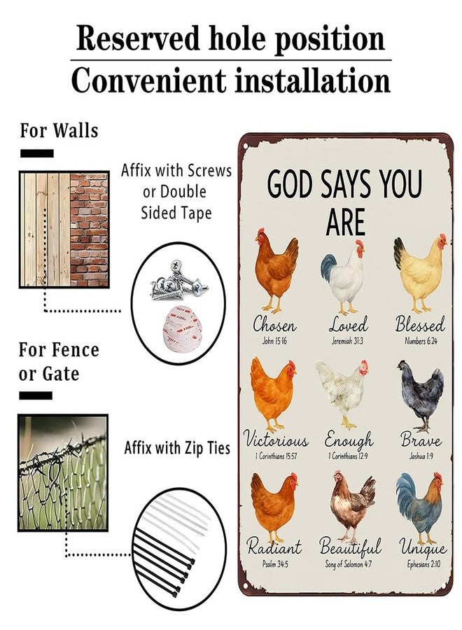 Funnysign Chicken Gifts God Says You Are Amazing Vintage Tin Sign for Chicken Coop Farm Kitchen Garden Yard Decor 8x12 inch (3912) - Image 3