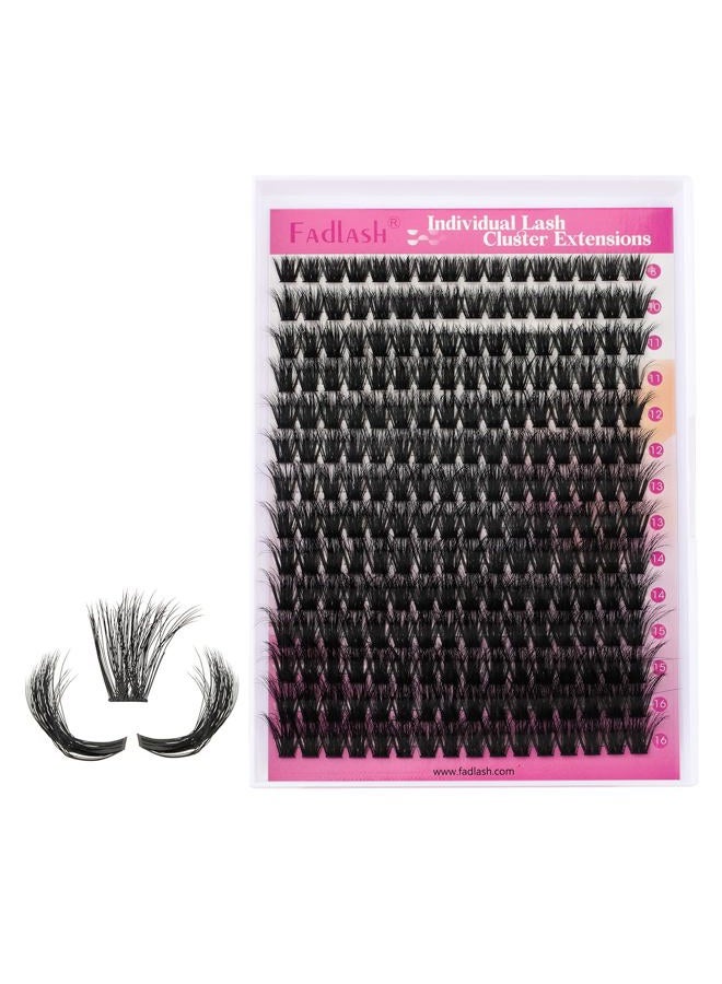 FADLASH Lash Clusters 100D Thick Eyelash Clusters Volume Cluster Eyelash Extensions 8-16mm Individual Lashes C Curl Lash Extension Clusters 3D Effect (100D-0.07-C,8-16mm) - Image 4
