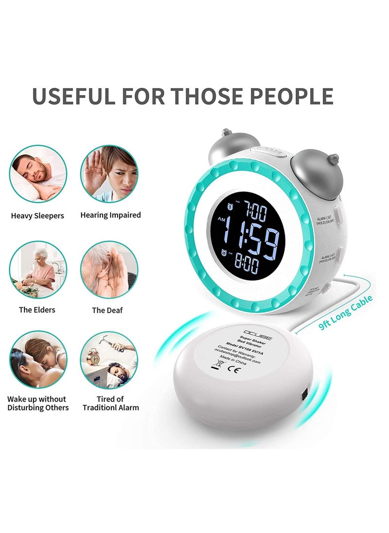 Aookay - Loud Alarm Clock with Bed Shaker  0-100% Dimmer Vibrating Alarm Clock for Heavy Sleepers or Hearing Impaired Easy to Set USB Charging Port - Image 1