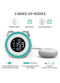 Aookay Loud Alarm Clock with Bed Shaker  0-100% Dimmer Vibrating Alarm Clock for Heavy Sleepers or Hearing Impaired Easy to Set USB Charging Port  - Image 3