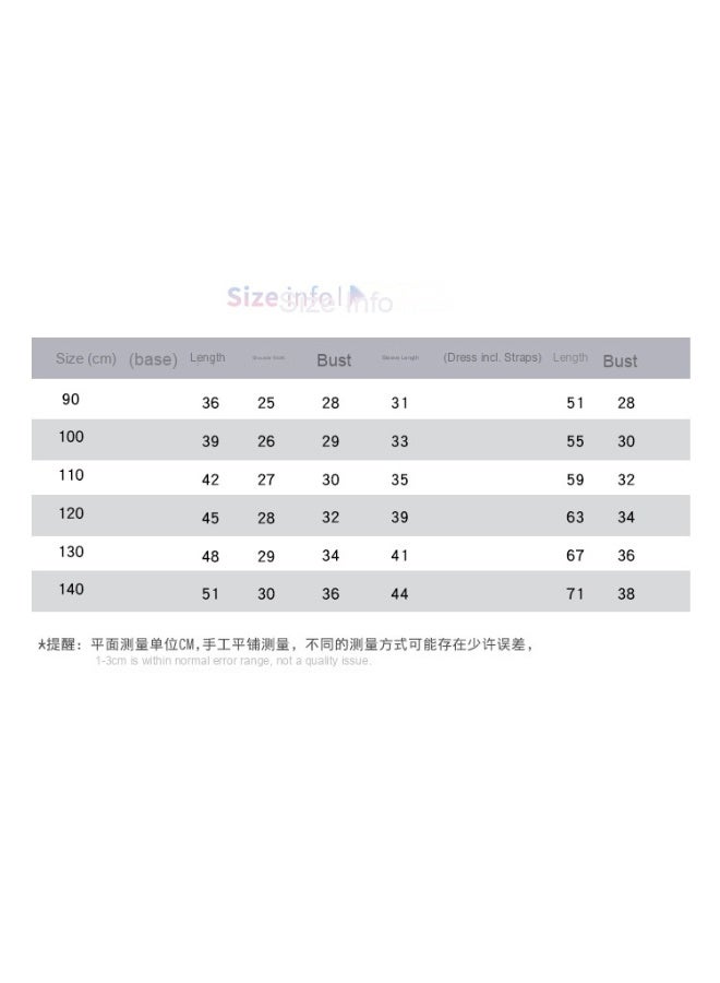Girls' Spring Dress  Bubble Sleeve Top Bow Princess Dress Two-piece Set - Image 3