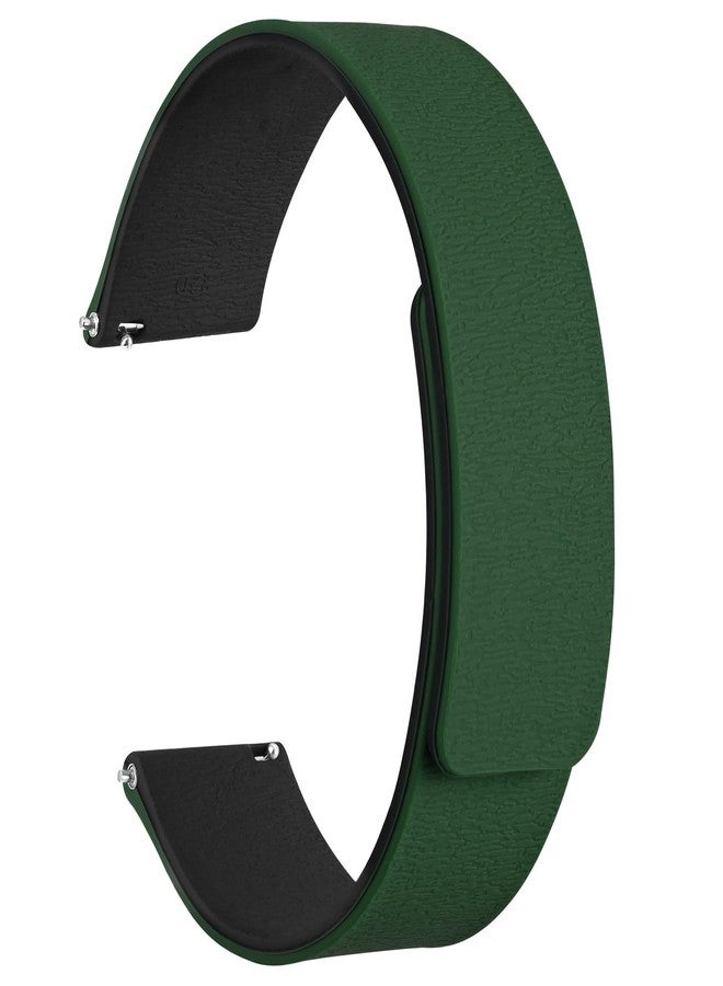 WOCCI 22mm Magnetic Watch Band, Wood Grain Silicone, Quick Release (Green+Black) - Image 1