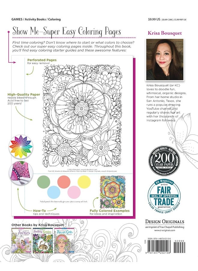 KC Doodle Art Beautiful Blooms Coloring Book  - Image 2