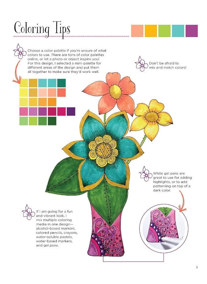 KC Doodle Art Beautiful Blooms Coloring Book  - Image 5