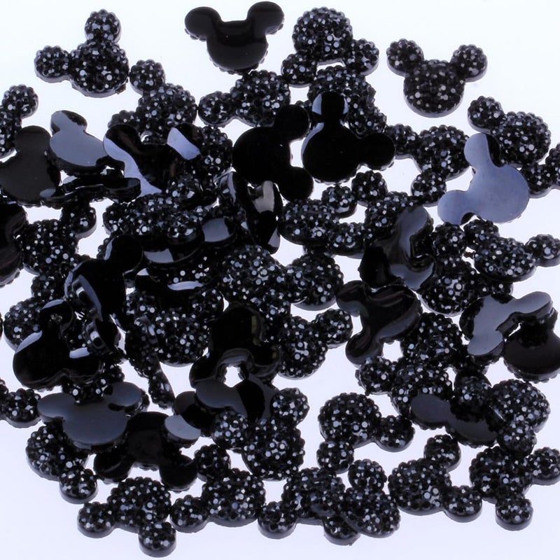 Decoendiy 200Pcs Resin Mouse Head Flatback  Faux Rhinestone Cabochons  Translucent Resin Animal Embellishments  For Scrapbooking Diy Crafts Hair Accessories (Black) - Image 1