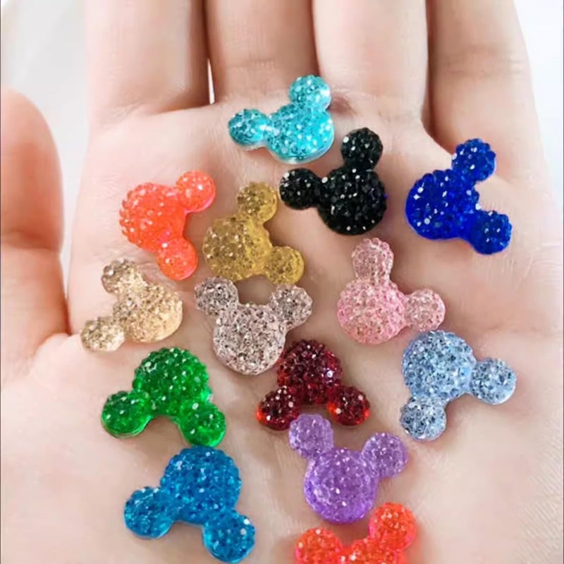 Decoendiy 200Pcs Resin Mouse Head Flatback  Faux Rhinestone Cabochons  Translucent Resin Animal Embellishments  For Scrapbooking Diy Crafts Hair Accessories (Black) - Image 2