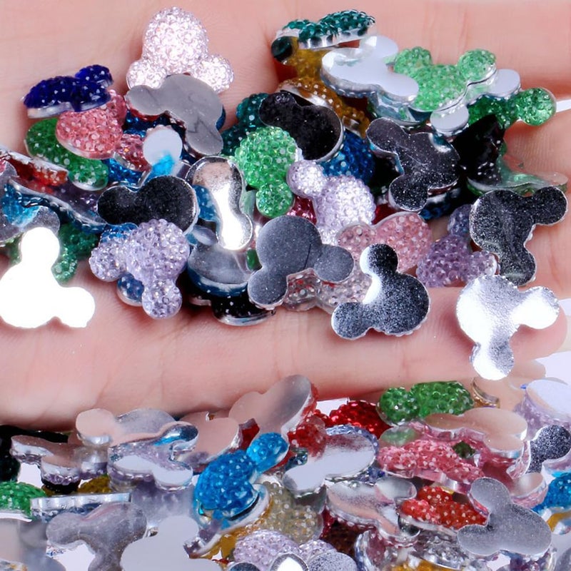 Decoendiy 200Pcs Resin Mouse Head Flatback  Faux Rhinestone Cabochons  Translucent Resin Animal Embellishments  For Scrapbooking Diy Crafts Hair Accessories (Black) - Image 3