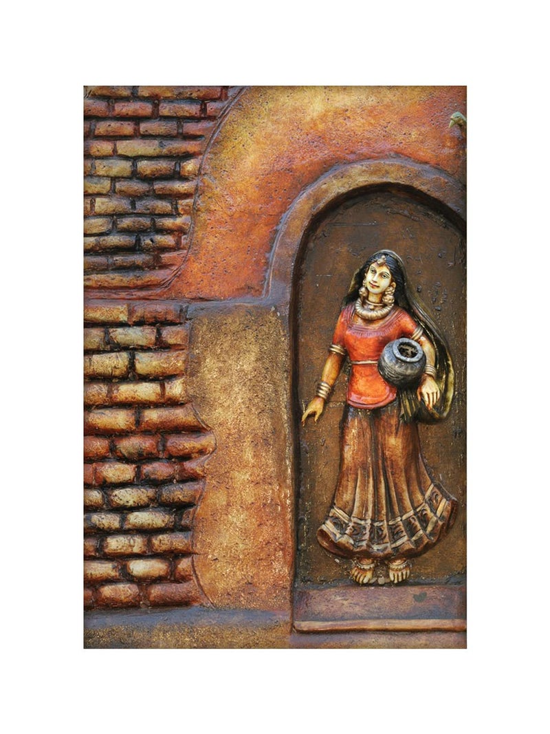 999STORE 3D red Bricks and Village Women Mural Wallpaper for Bedroom (Non-Wooven_6X9 Feet_Red) - Image 2