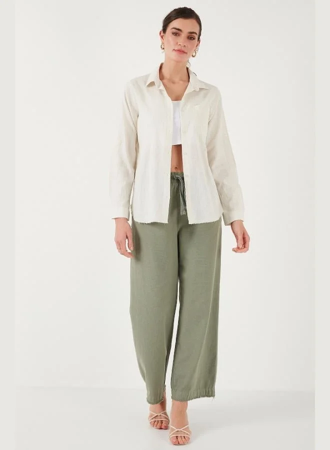 ليلا قميص قطني ليلا بقصة عادية بجيوب للنساء