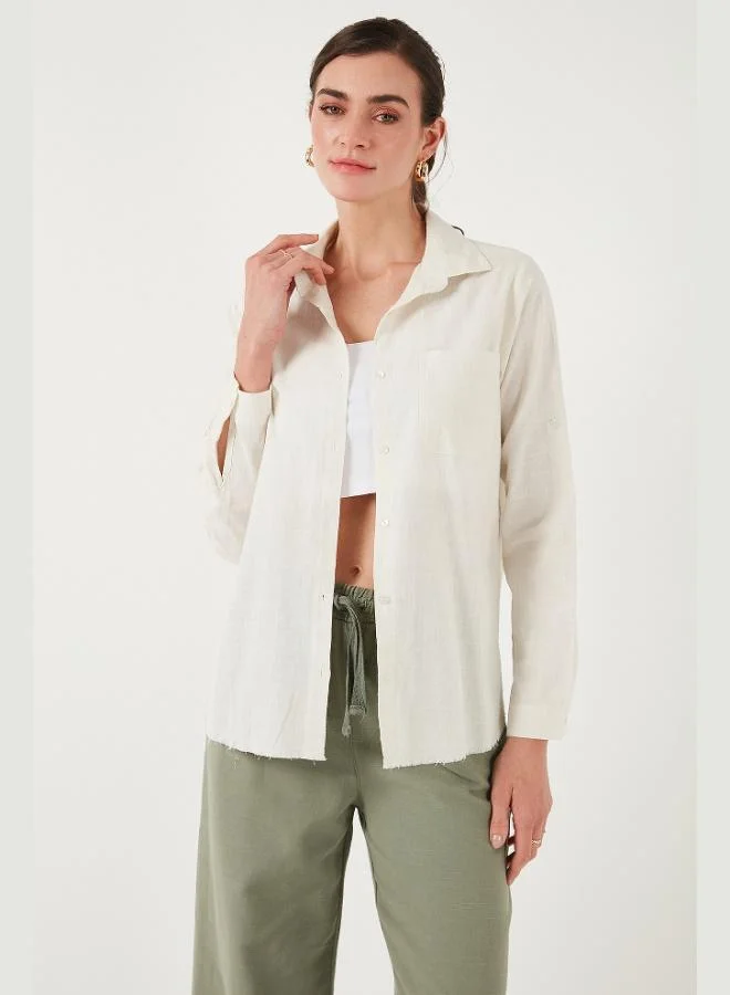 ليلا قميص قطني ليلا بقصة عادية بجيوب للنساء