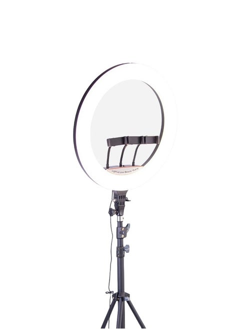 GLR-18 LED Ring Light White/Neutral/Warm Light -Stepless Dimming -Remote Control -Adjustable Tripod -360° Rotation, 416 LED Lamp Beads