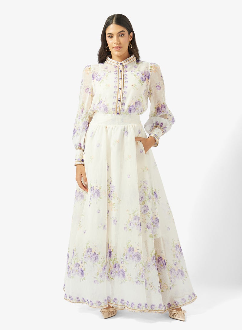 خزانة طقم بلوزة وتنورة مطبوعة - Image 1