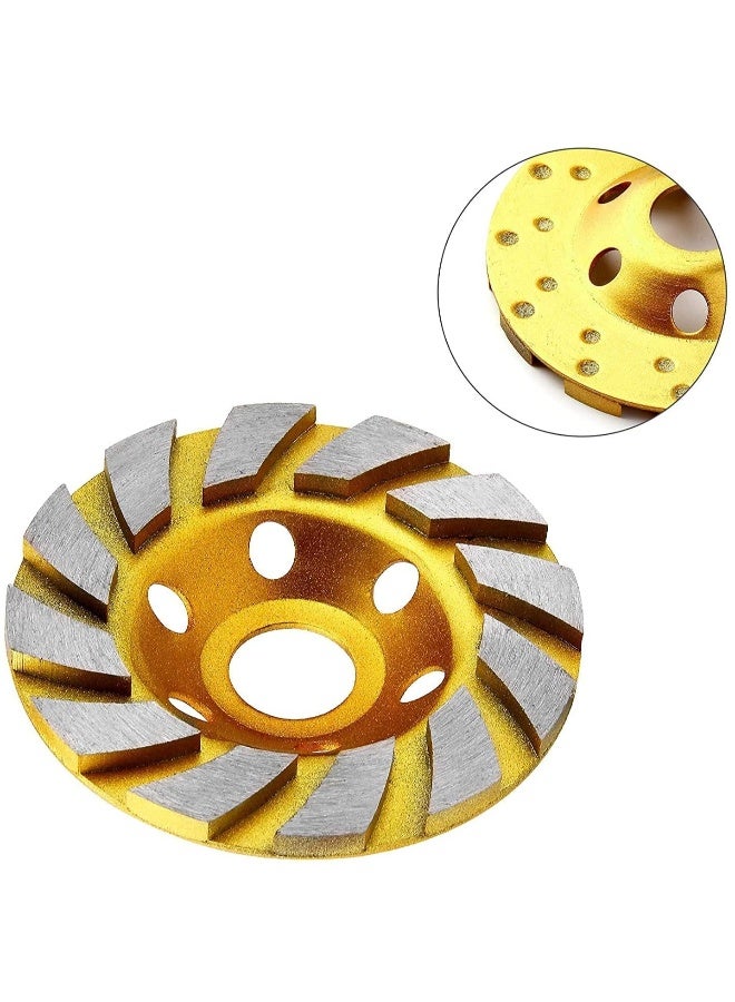 Concrete Stone Ceramic Turbo Diamond Grinding Cup Wheel,12 Segs Heavy Duty Angle Grinder Wheels for (Yellow) 4 Inch - Image 5