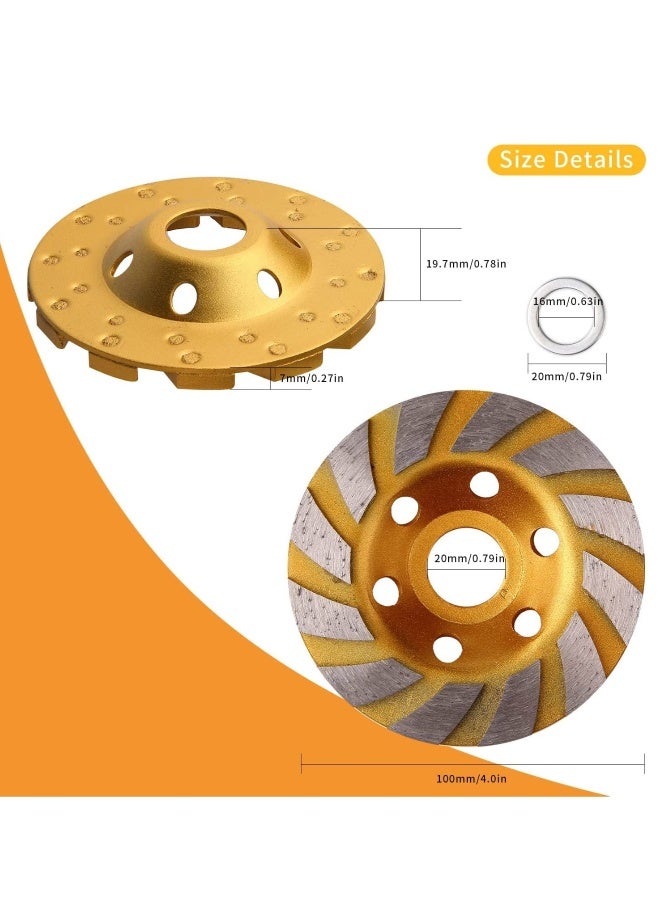 Concrete Stone Ceramic Turbo Diamond Grinding Cup Wheel,12 Segs Heavy Duty Angle Grinder Wheels for (Yellow) 4 Inch - Image 4