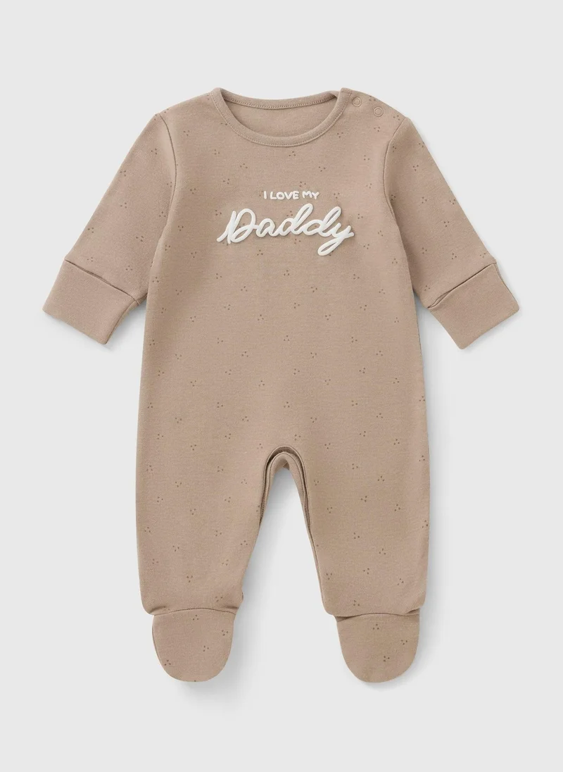 Matalan Baby Beige Daddy Slogan Sleepsuit