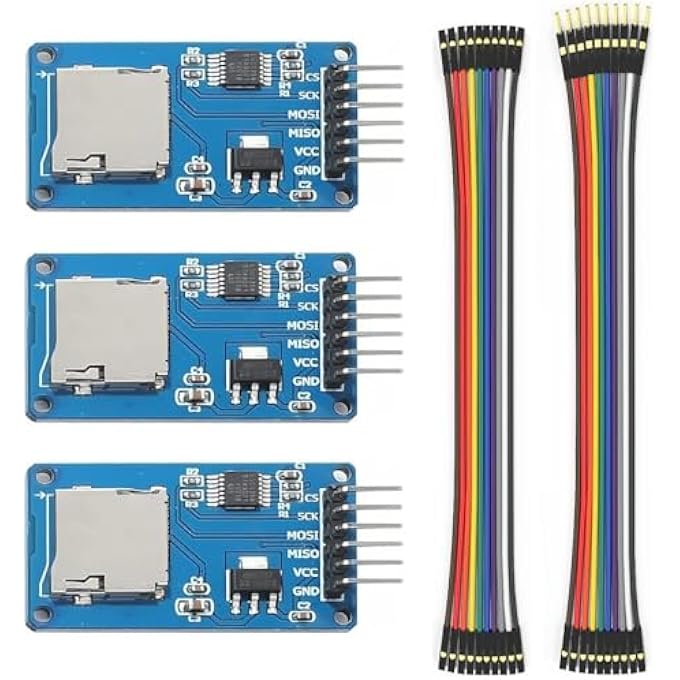 rayihni 3PCS MICRO SD TF CARD ADATER READER MODULE. SUPPORT MICRO SD CARD, MICRO SDHC CARD FOR ARDUINO UNO R3 MEGA 2560 DUE - Image 1