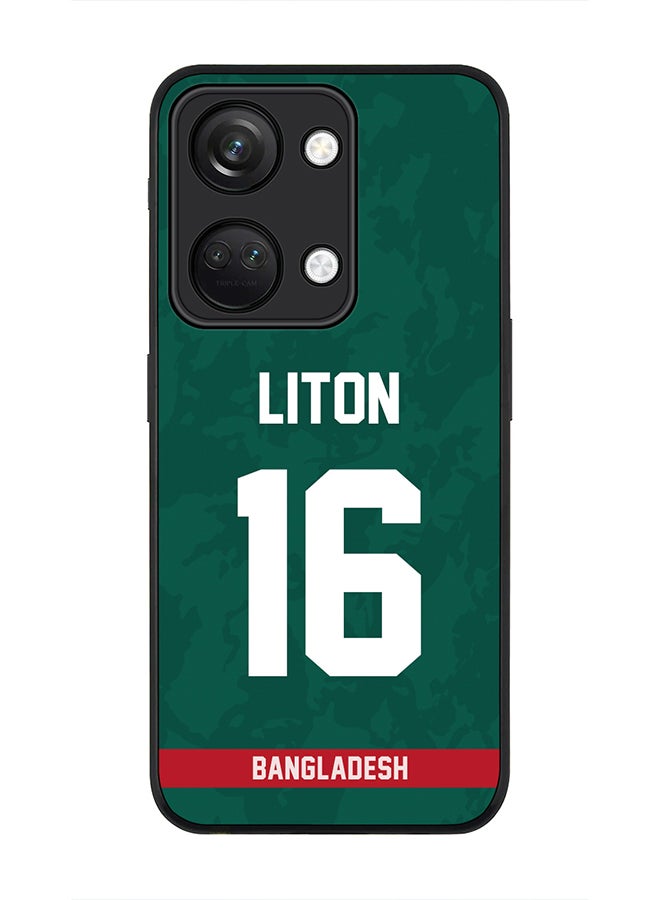 Cover for ONEPLUS NORD 3 5G / OnePlus Ace 2V Case, Rugged Black Slim fit Protective Phone Cases - Player Name - Liton Das, Jersey Number- 16