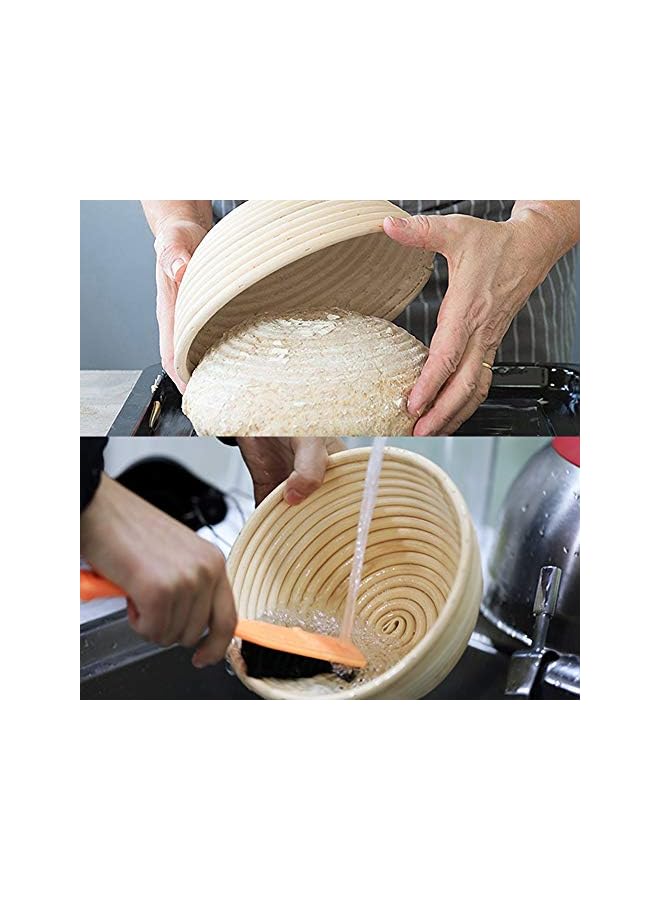 PROMASS Bread Proofing Basket Set - Handmade 9 Inch Round & 10 Inch Oval for Dough Rising Fermentation Baking with Dough Scraper Linen Liner Cloth Bread Lame - Image 3