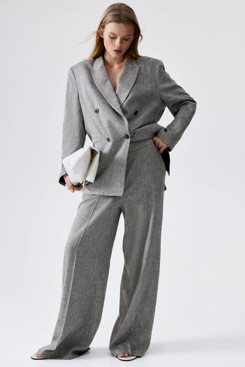 H&M Wide linen-blend trousers