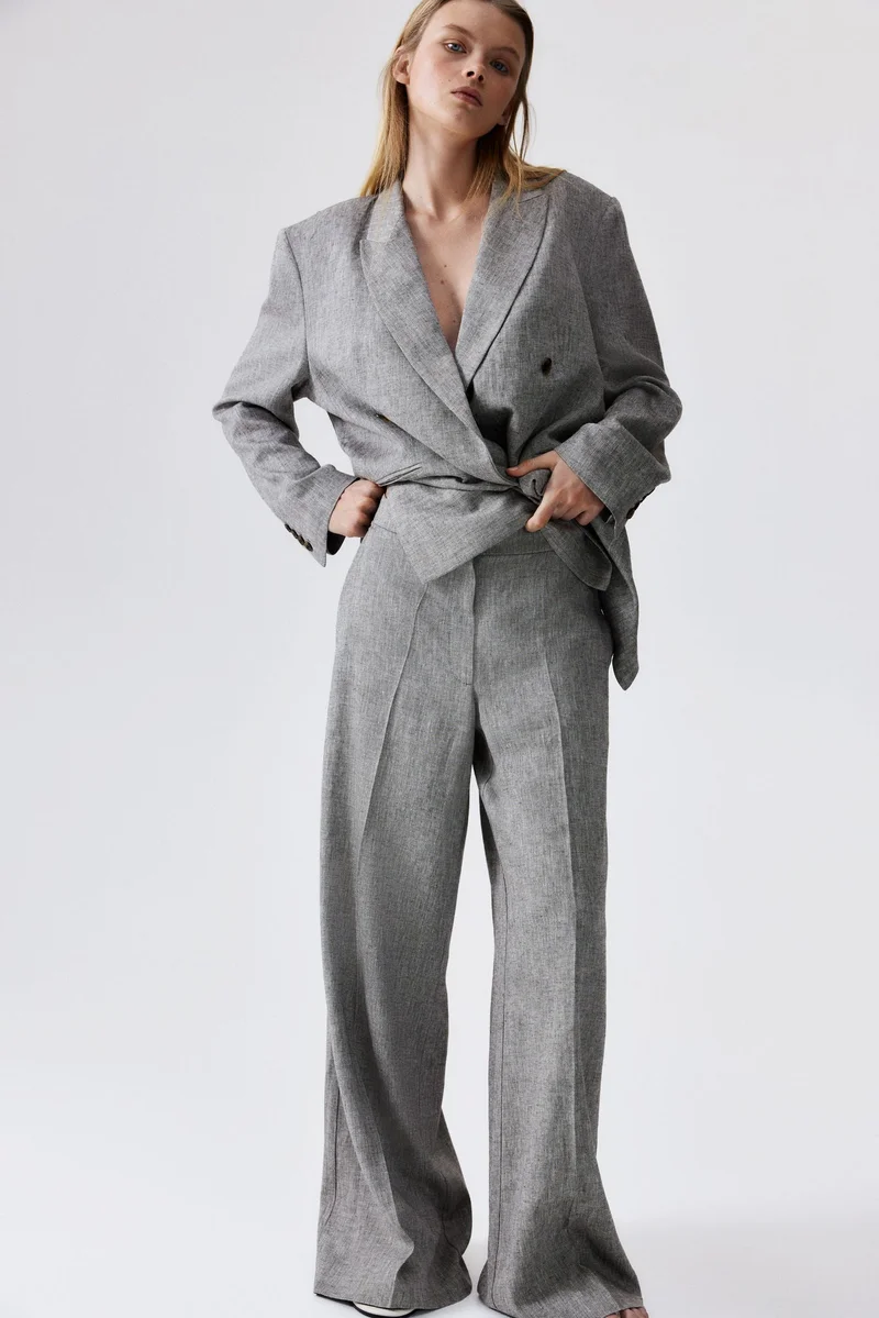 H&M Wide linen-blend trousers