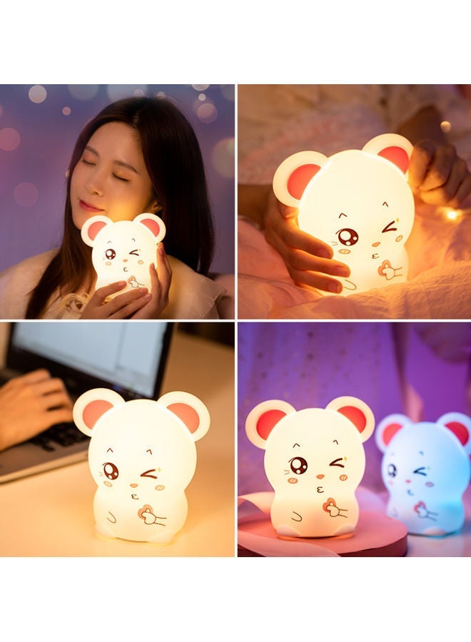 NIBEMINENT Mouse Shaped LED Night Lamp White/Pink - Image 4