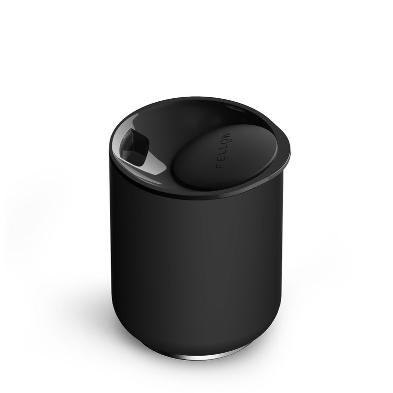 فيلو 10 أونصة كوب روكي منخفض معزول من الفولاذ المقاوم للصدأ لويسكي وكوكتيل مع داخلية سيراميك وغطاء دوار من الحصى باللون الأسود غير اللامع