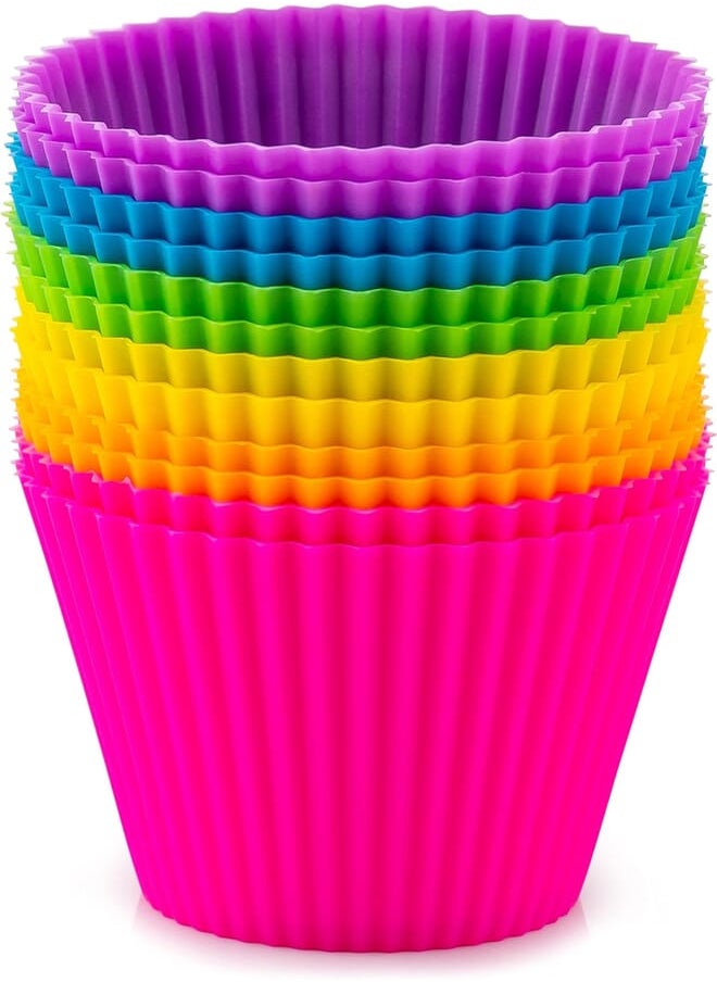 Generic - 12 Pack Silicone Cupcakes Liners - Reusable Non Stick Silicone Cupcake Baking Cups & Silicone Muffin Liners For Baking - Standard Size Silicone Baking Cups For Cupcake, Muffins & More - Image 1
